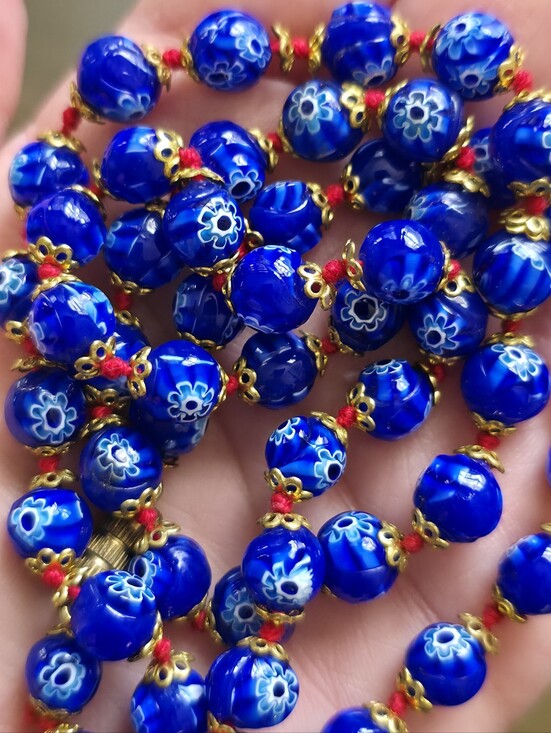 Jewelry - Vintage Murano Necklace Millefiori Blue White Glass Beads